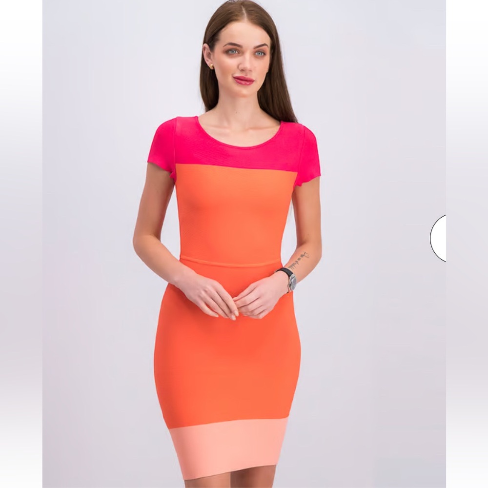 NWT BCBG MAXAZRIA Jacquetta Bandage  Pink and Orange Dress